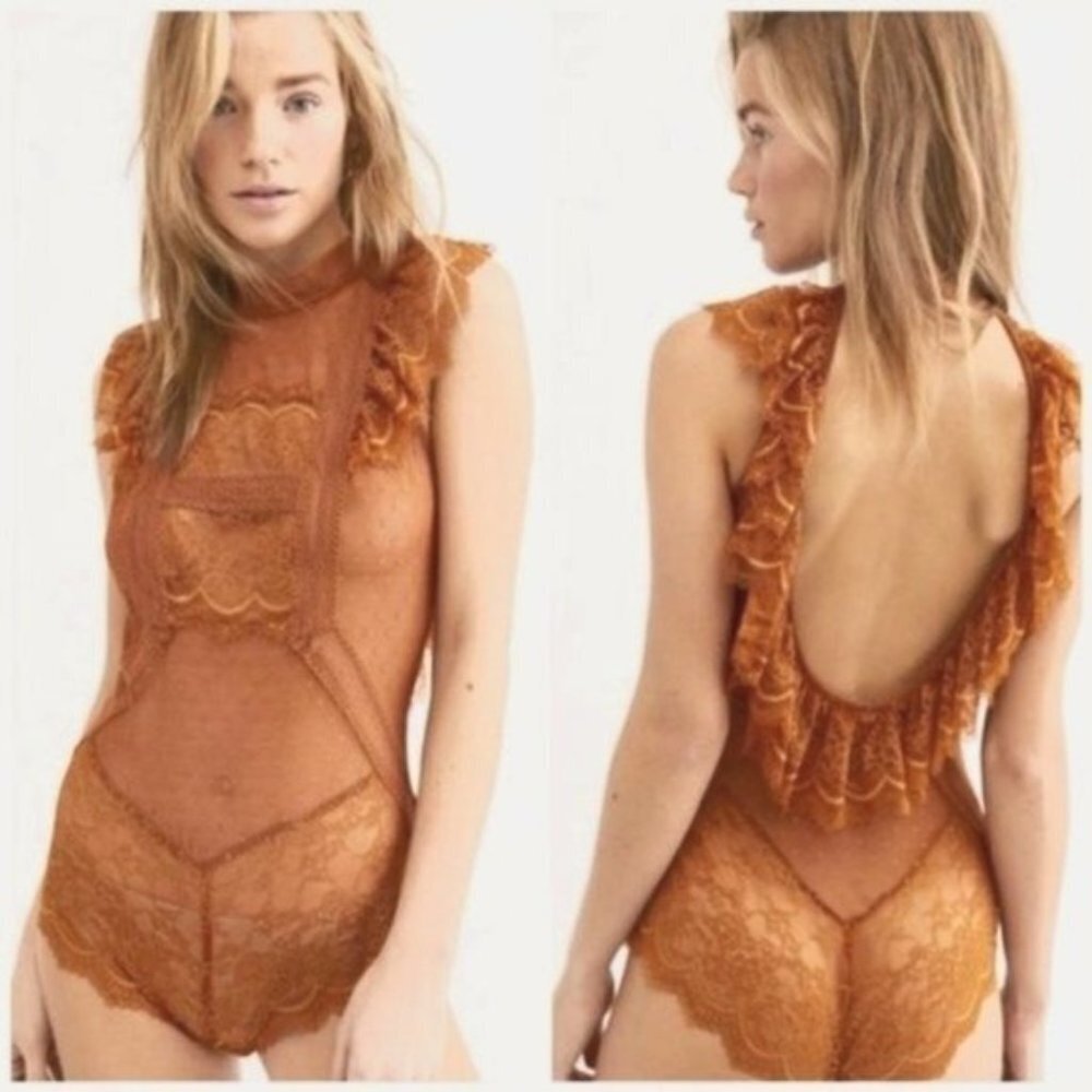 Free People Winnie Bodysuit in Copper Ginger in Size S